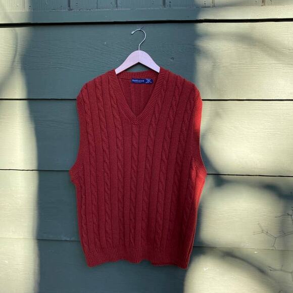 Vintage Cable Knit Vest Sienna Orange Made in USA - Picture 2 of 7